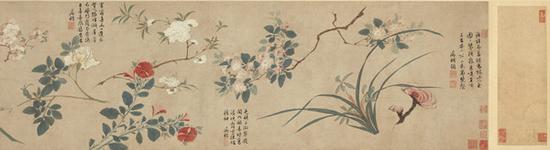 唐寅繪、文征明題《群卉圖卷》 ?成交價(jià)：2050萬港幣